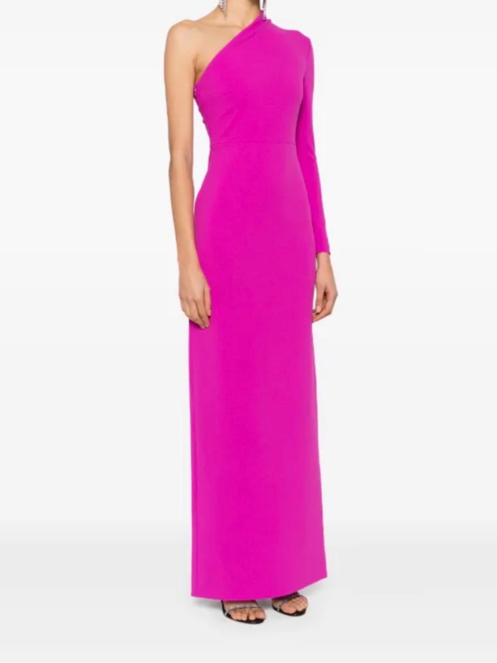 Solace London One-Shoulder Magenta Evening Gown
